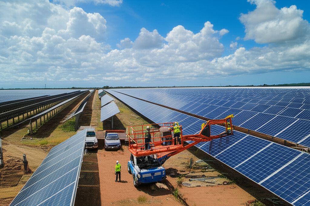Industrial solar farm installation